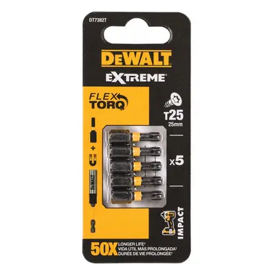 DT7382T DEWALT 5DÍLNÁ SADA BITŮ T25, 25MM, EXTREME TORSION