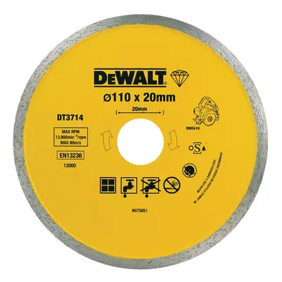 DT3714 DEWALT DIAMANTOVÝ KOTOUČ 110 X 20MM NA ŘEZÁNÍ DLAŽDIC