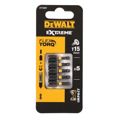 DT7380T DEWALT 5DÍLNÁ SADA BITŮ T15, 25MM, EXTREME TORSION