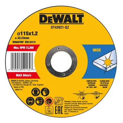 DT43921 DEWALT 10KS ŘEZNÝCH KOTOUČŮ NA NEREZ 115 X 1,2 X 22.23 MM V PLECHOVÉ KRABIČCE