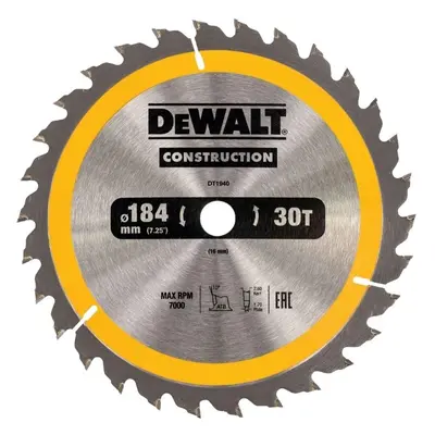 DT1940 DeWALT Pilový kotouč pro kot. pily 184x16mm, 30 zub. ATB 10°, univerzální řez, šířka 1,7m