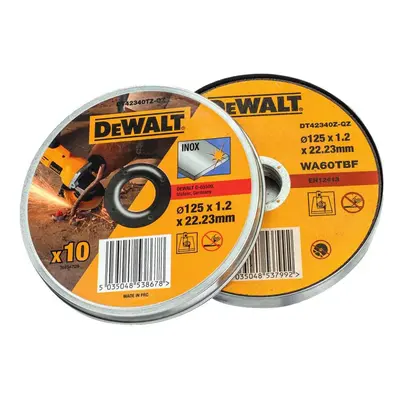 DT42340TZ DEWALT ŘEZNÉ KOTOUČE NA NEREZ V PLECHOVÉ KRABIČCE DO ÚHLOVÝCH BRUSEK 125X1,2 MM, 10 KS