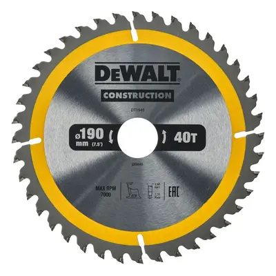 DT1945 DeWALT Pilový kotouč pro kot. pily 190x30mm, 40 zub. ATB 10°, univerzální řez, šířka 1,7m