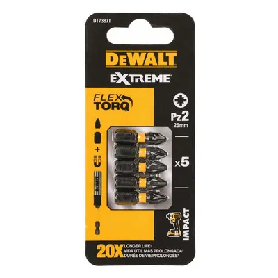 DT7387T DEWALT 5DÍLNÁ SADA BITŮ PZ2, 25MM, EXTREME TORSION