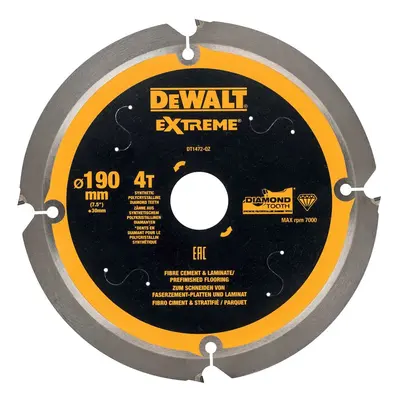 DT1472 DEWALT PILOVÝ KOTOUČ NA CEMENTOVLAKNITÉ DESKY A LAMINÁT, 190 X 30, 4 ZUBY, 12°