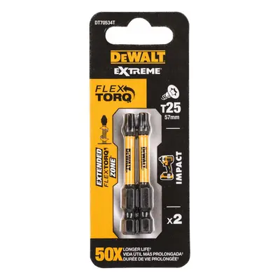 DT70534T DEWALT 2X TORZNÍ ŠROUBOVACÍ BIT 57MM, T25 EXTREME