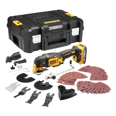 DCS356E1T DEWALT 18V AKU BEZUHLÍKOVÁ OSCILAČNÍ MULTIBRUSKA S PŘÍSLUŠENSTVÍM, 1 X 1,7 AH BATERIE