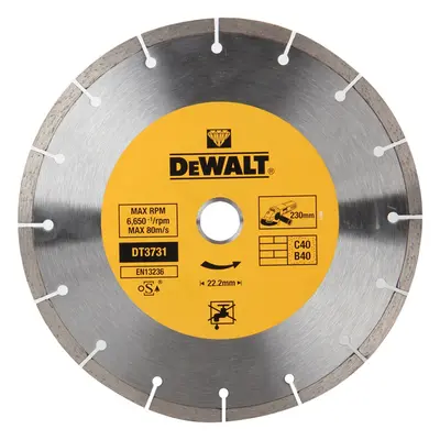 DT3731 DEWALT DIAMANTOVÝ KOTOUČ PRO SUCHÉ ŘEZÁNÍ BETONU A CIHEL ZE SLINUTÝCH KARBIDŮ 230X22,2MM