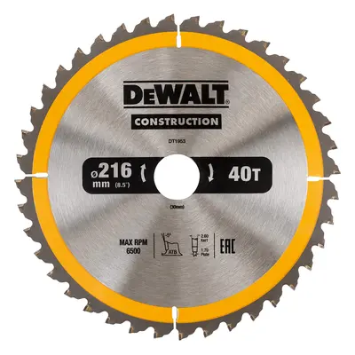 DT1953 DeWALT Pilový kotouč 216x30mm, 40zubů, ATB 5°, rychlý, podélný řez