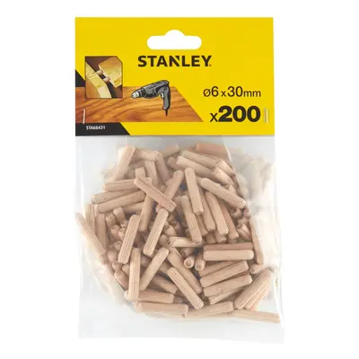 STA66431 STANLEY 200KS SPOJOVACÍCH VROUBKOVANÝCH DŘEVĚNÝCH KOLÍKŮ