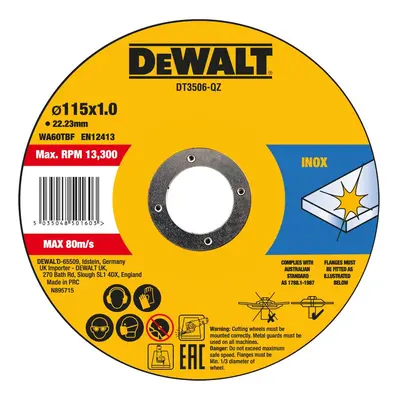 DT3506 DEWALT 10KS ŘEZNÝCH KOTOUČŮ NA NEREZ 115 X 1,0MM