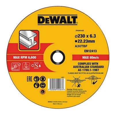 DT43919 DEWALT VYPOUKLÝ KOTOUČ 230 X 22,23 X 6,0MM TYP 27 PRO BROUŠENÍ KOVŮ