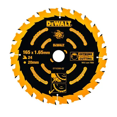 DT10300 Pilový kotouč pro aku pily 165x20mm, 24zubů, ATB +20°, univerzální řez DeWALT