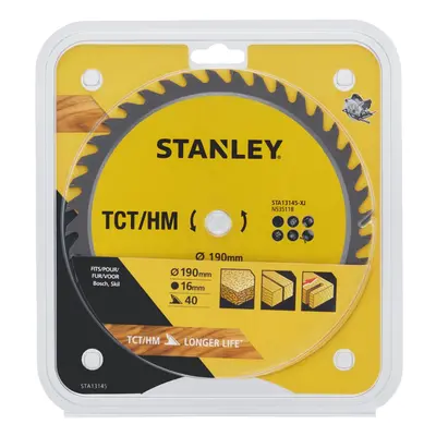 Dewalt STA13145-XJ STANLEY PILOVÝ KOTOUČ TCT/HM 190 X 16 MM, PRO PŘÍČNÉ ŘEZY, 40 ZUBŮ