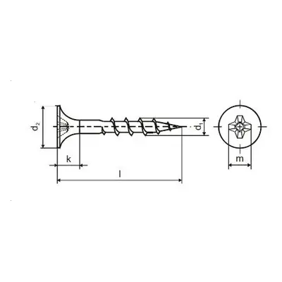 PASCRW35R35 PÁSKOVANÉ ŠROUBY DO SÁDROKARTONU TX 3,5 X 35MM, HRUBÝ ZÁVIT, 1000KS/BAL