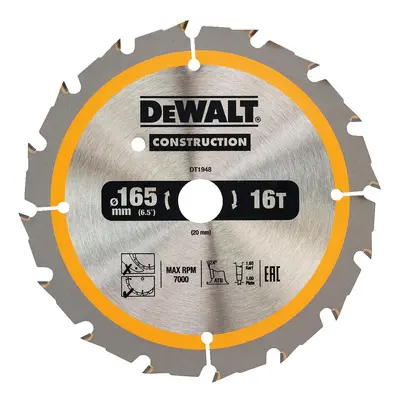 DT1948 DeWALT Pilový kotouč pro kot. pily 165x20mm, 16 zub. ATB 24°, rychlý řez, šířka 1,0m - AK