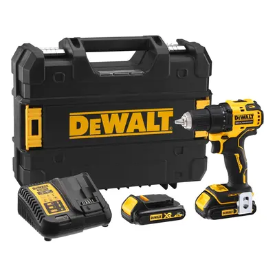 DCD708S2T DEWALT 18V XR BEZUHLÍKOVÁ VRTAČKA, 2X1,5AH, NABÍJEČKA, KUFR T-STAK