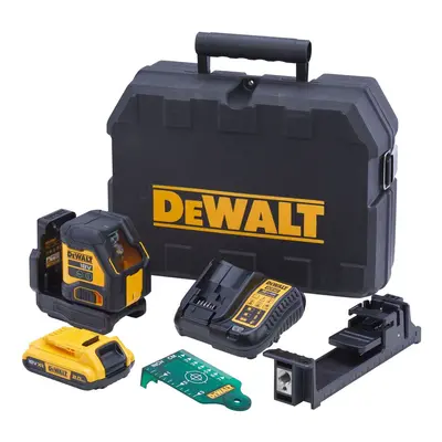 DCLE34021D1 DEWALT 18V ZELENÝ KŘÍŽOVÝ LASER, 1 X 2,0 AH BATERIE, NABÍJEČKA, KUFR