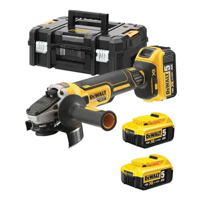 DCG405P3 DEWALT 18V AKU BEZUHLÍKOVÁ 125MM ÚHLOVÁ BRUSKA, 3 X BATERIE XR LI-ION 5,0 AH, NABÍJEČKA