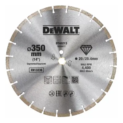 DT40213 DEWALT DIAMANTOVÝ KOTOUČ SE SEGMENTOVÝM OBVODEM PRO SUCHÉ ŘEZÁNÍ 350 X 25,4 MM