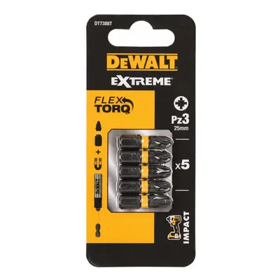 DT7388T DEWALT 5DÍLNÁ SADA BITŮ PZ3, 25MM, EXTREME TORSION