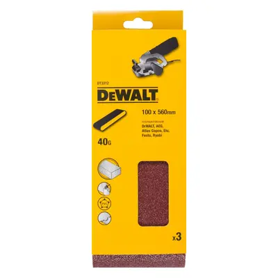 DT3312 DEWALT Brusné pásy, 100 × 560 mm, K40 - 3 ks