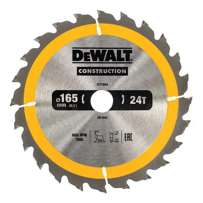 DT1934 DEWALT PILOVÝ, DEMOLIČNÍ KOTOUČ 165x20mm, 24 ZUBŮ, ATB 10°, UNIVERZÁLNÍ TENKÉ ZUBY