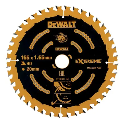 DT10301 Pilový kotouč pro aku pily 165x20mm, 40zubů, ATB +20°, jemný řez DeWALT