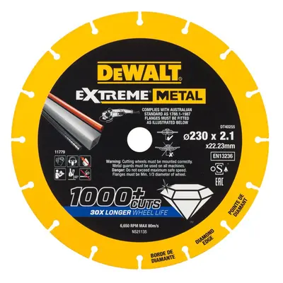 DT40255 DEWALT DIAMANTOVÝ KOTOUČ EXTREME METAL 230 X 22.23 X 2,1 MM