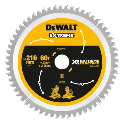 DT99570 DEWALT FLEXVOLT PILOVÝ KOTOUČ 216x30mm, 60 ZUBŮ ATB +7° PRO AKU POKOSOVÉ PILY