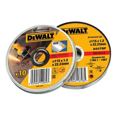 DT42335TZ DEWALT ŘEZNÉ KOTOUČE NA NEREZ V PLECHOVÉ KRABIČCE DO ÚHLOVÝCH BRUSEK 115X1,2 MM, 10 KS