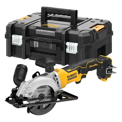 DCS571NT DEWALT 18V AKU BEZUHLÍKOVÁ KOTOUČOVÁ PILA 115 MM, BEZ BATERIE A NABÍJEČKY, KUFR T-STAK