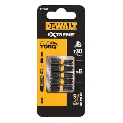 DT7384T DEWALT 5DÍLNÁ SADA BITŮ T30, 25MM, EXTREME TORSION