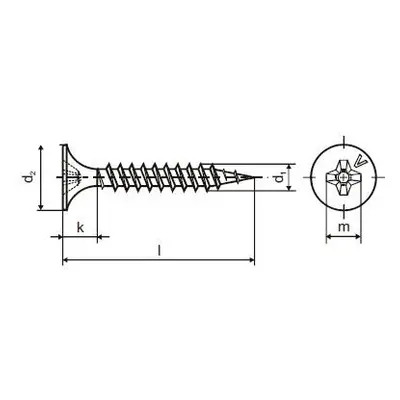 PASCRW35S25 PÁSKOVANÉ ŠROUBY DO SÁDROKARTONU 3,5 X 25MM, JEMNÝ ZÁVIT, 1000KS/BAL