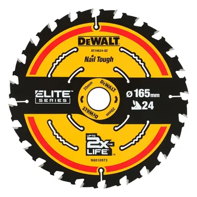 DT10624 DEWALT PILOVÝ KOTOUČ 165 X 20MM, 24 ZUBŮ, ATB +20°, UNIVERZÁLNÍ ŘEZ