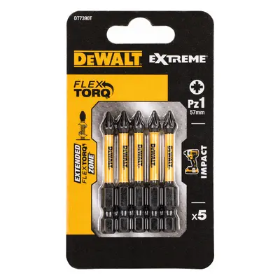 DT7390T DEWALT BITY PZ1 x 5 KS 57MM IMPACT TORSION EXTREME PRO RÁZOVÉ UTAHOVÁKY