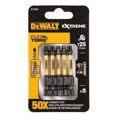 DT7396T DeWALT Sada bitů 5 ks, 57MM, TORX 25, EXTREME Torsion