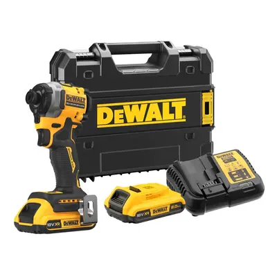 DCF850D2T DEWALT 18V AKU BEZUHLÍKOVÝ RÁZOVÝ UTAHOVÁK 1/4", 2 X BATERIE 2,0 AH, NABÍJEČKA, KUFR T