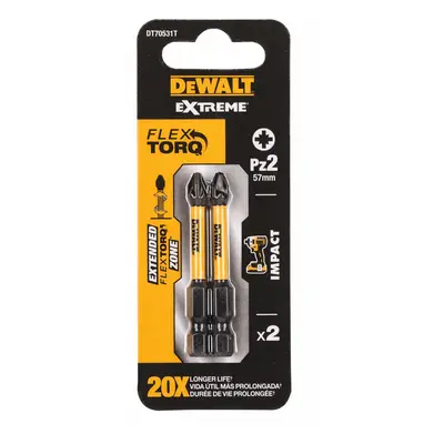 DT70531T DEWALT 2X TORZNÍ ŠROUBOVACÍ BIT 57MM, PZ2, EXTREME