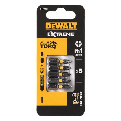 DT7993T DEWALT 5DÍLNÁ SADA BITŮ PH1, 25MM, EXTREME TORSION