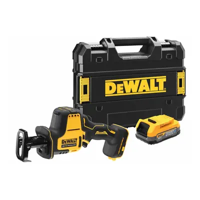 DCS369E1T DEWALT 18V AKU BEZUHLÍKOVÁ KOMPAKTNÍ MEČOVÁ PILA, 1 X 1,7 AH BATERIE POWERSTACK, BEZ N