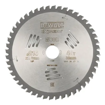 DT4320 Pilový kotouč DeWALT 216x30mm, 48zubů, ATB -5° pro rychlý podélný řez