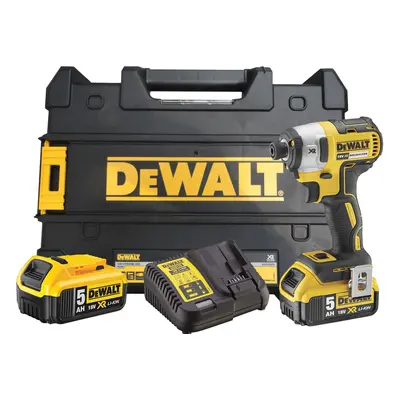 DCF887P2 DeWALT 18V AKU BEZUHLÍKOVÝ RÁZOVÝ UTAHOVÁK 1/4", 2 X 5,0 AH BATERIE, NABÍJEČKA, KUFR T-