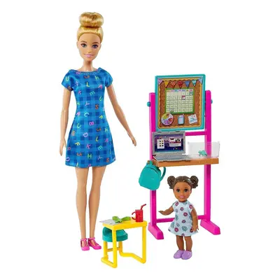 Mattel Barbie Povolání herní set s panenkou učitelkou v modrých šatech