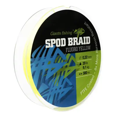 Giants Fishing Splétaná šňůra Spods Braid Fluoro Yellow 300m - 0,22mm/20lb/9,1kg