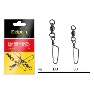 Delphin Karabinka s obratlíkem Ball bearing swivel with coastlock snap 3ks - 90kg