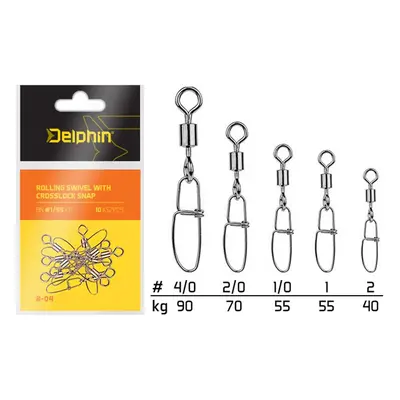 Delphin Karabinka s obratlíkem Rolling Swivel with Crosslock Snap B-04 10ks