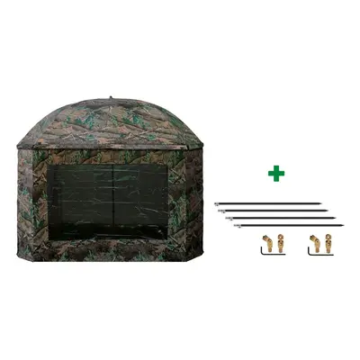 Suretti Deštník s bočnicí Full Cover 2man Camo 3,2m + set na podporu deštníku,Suretti Deštník s 