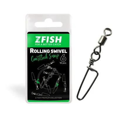 Zfish Obratlík s Karabinou Rolling Swivel & Coastlock snap 10ks