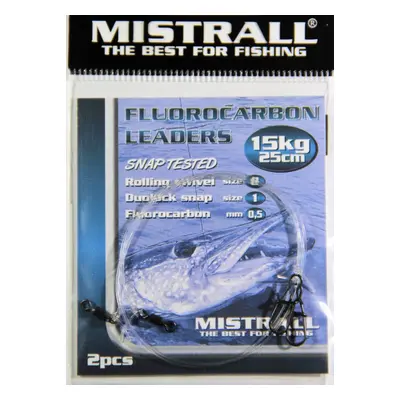 Mistrall Fluorocarbonový návazec 2ks - 25cm 15kg